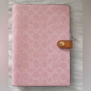 Coach Powder Pink Signature Canvas Notebook